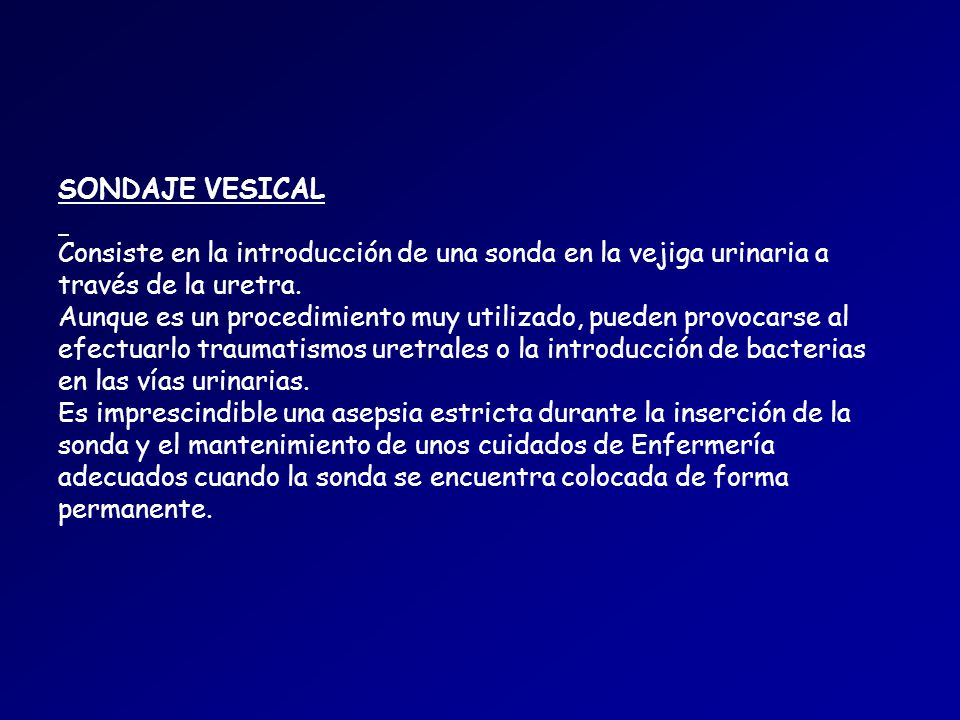 definicion sondaje vesical permanente